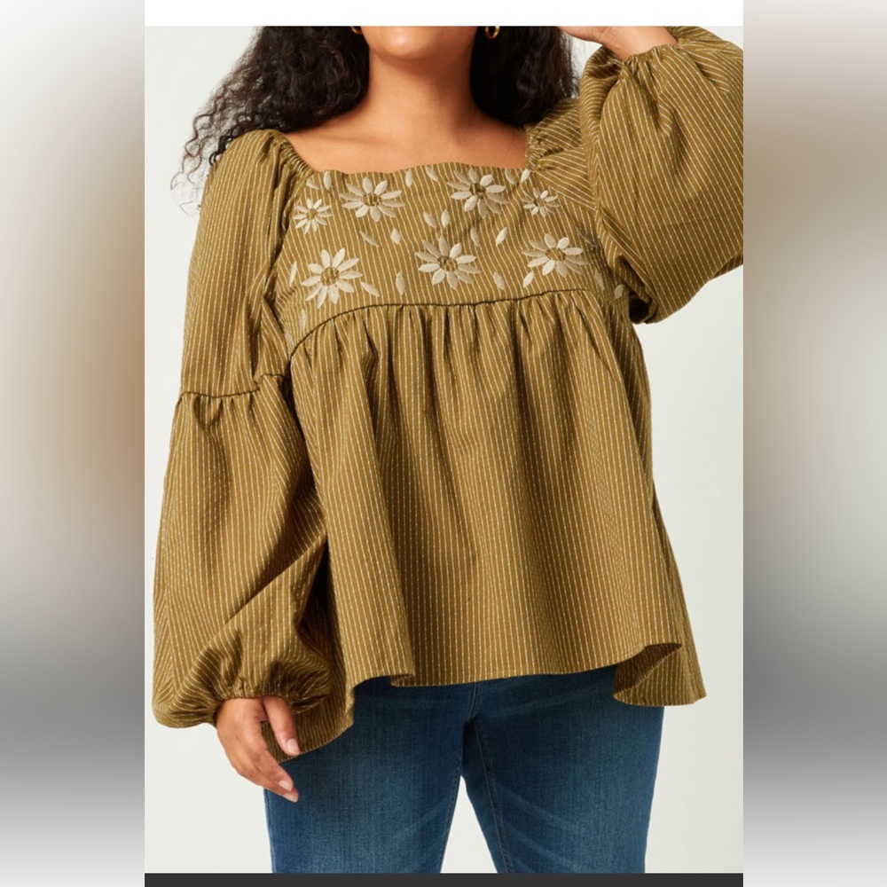 Olive Embroidered Blouse